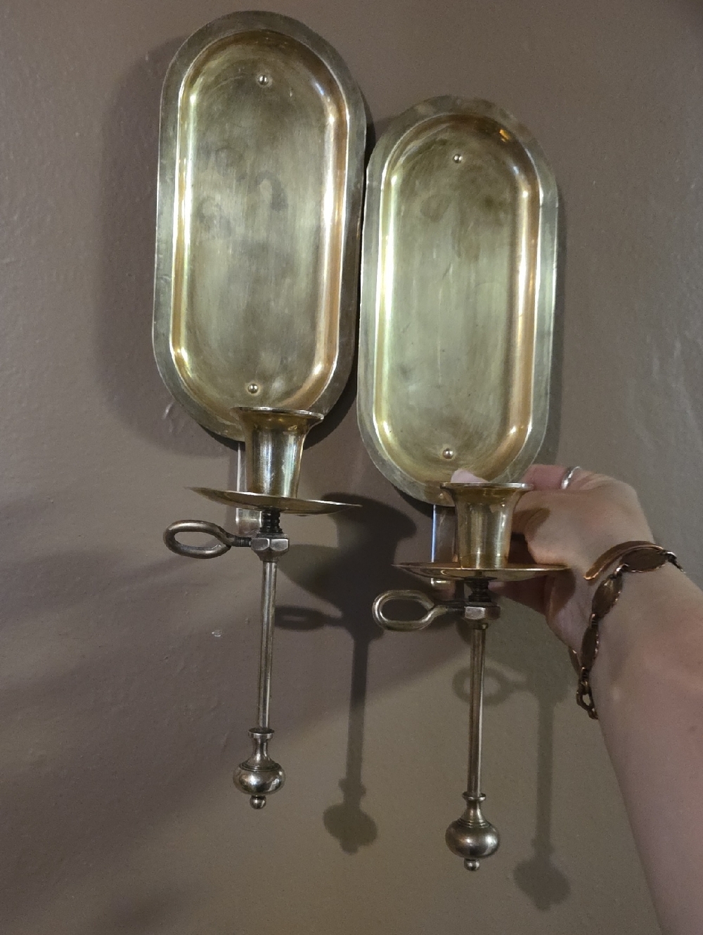 Brass Candle Sconces - Pair